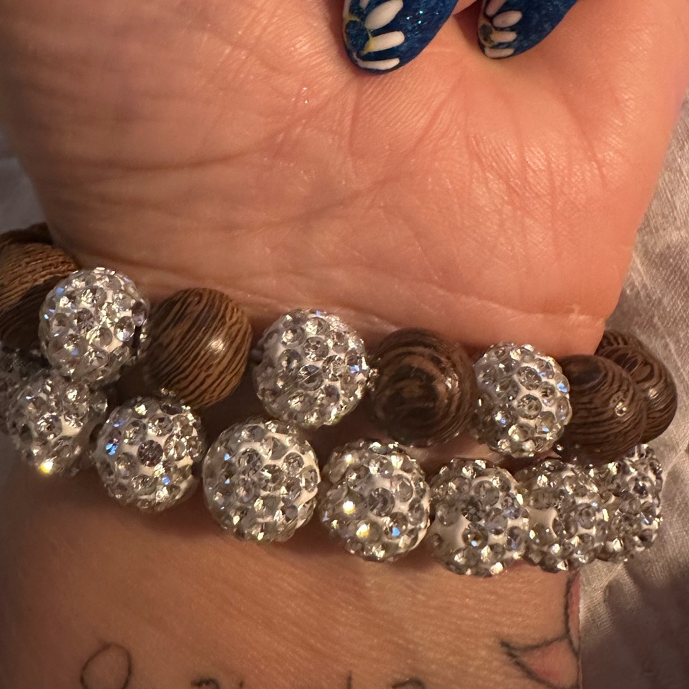 2 New Handcrafted Stretch Beaded Bracelets - Picture 3 of 3